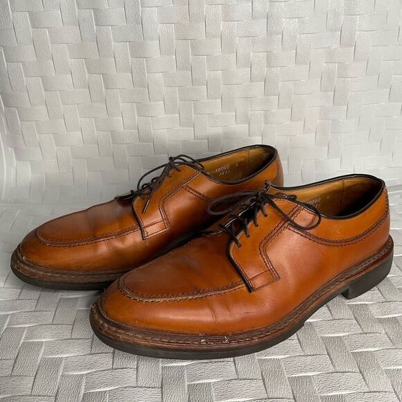 ALLEN EDMONDS Norse Split Toe Oxfords Dress Shoes Sz. 8,5 D Tan USA Old Stock - Picture 1 of 12
